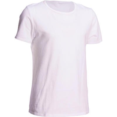 Camiseta de manga corta gimnasia niño blanco DOMYOS