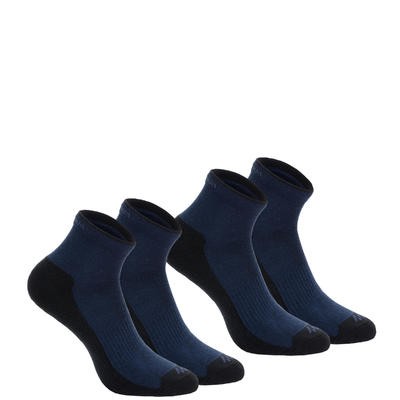 2 pares de calcetines de campismo en planicie adulto Arpenaz 50 Mid azul oscuro QUECHUA