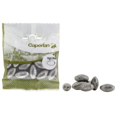 Plomo para pesca olivas abombadas perforadas CAPERLAN