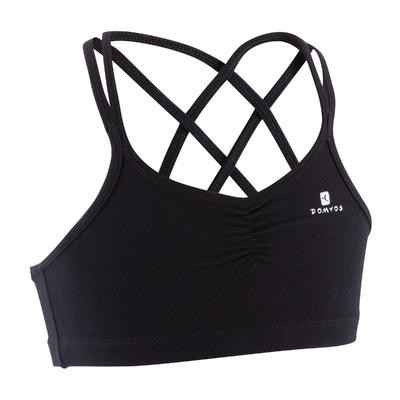 Brasier tipo top negro de danza tirantes finos niña DOMYOS