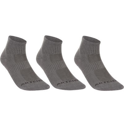 CALCETINES DE DEPORTE ADULTO ALTURA MEDIA ARTENGO RS 500 GRIS PAQUETE DE 3 PARES ARTENGO
