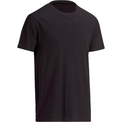 Playera Essentiel Sportee algodón fitness caballero negro DOMYOS