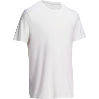 Camiseta Sportee 100% algodón hombre gimnasia suave yoga blanco DOMYOS