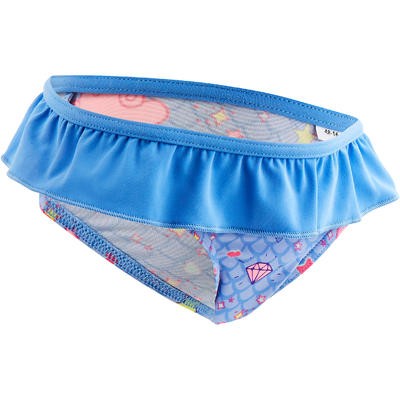Traje de baño 1 pieza panty bebé niña azul estampado "nubes" NABAIJI