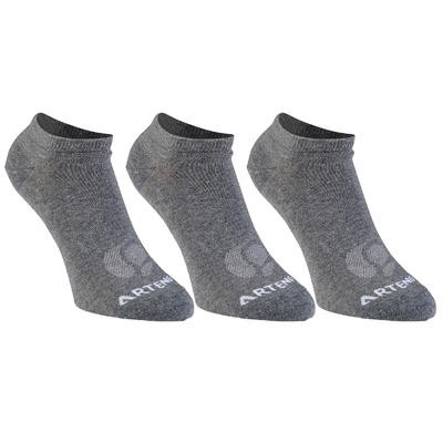 CALCETINES CORTOS DE DEPORTE RS750 GRIS PACK DE 3 pares ARTENGO