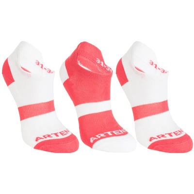 CALCETINES DE DEPORTE JUNIOR CORTOS ARTENGO RS 160 BLANCO ROSA LOTE DE 3 ARTENGO