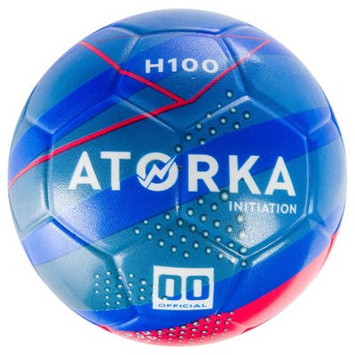 Balón de balonmano iniciación H100 azul y amarillo ATORKA