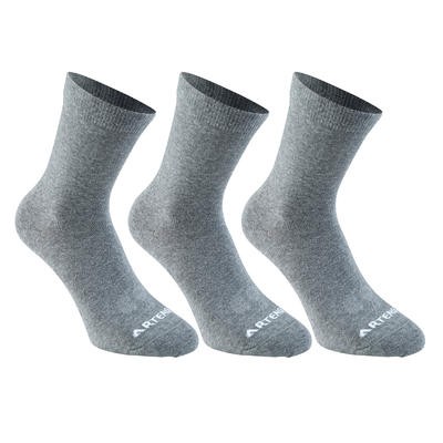 CALCETINES LARGOS DE DEPORTE ADULTO RS750 GRIS PAQUETE DE 3 pares ARTENGO