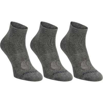 CALCETINES DE DEPORTE MEDIA CAÑA ARTENGO RS 160 GRIS OSCURO LOTE DE 3 ARTENGO