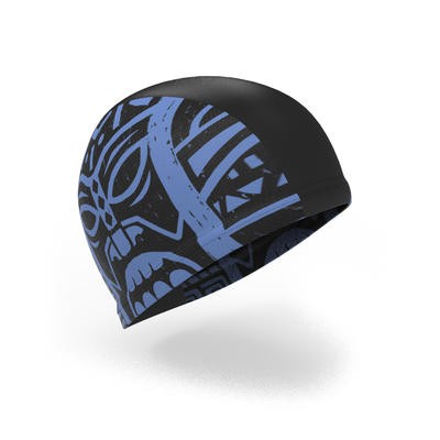 Gorro de natación punto estampado L Tiki negro NABAIJI