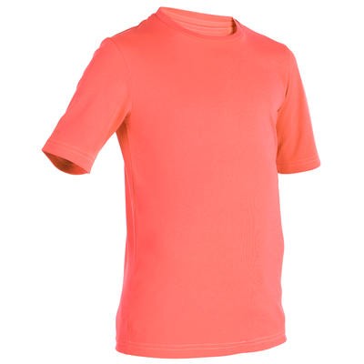 playera top anti-UV surf manga corta júnior coral OLAIAN