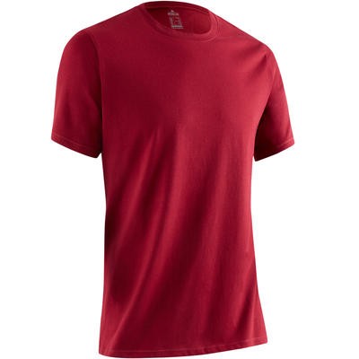 Playera 500 regular manga corta gimnasia y pilates hombre burdeos DOMYOS