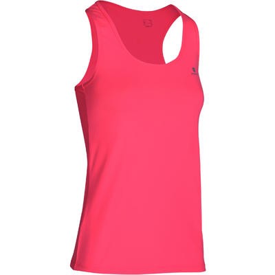 Playera sin mangas MY TOP fitness dama rosa fluorescente DOMYOS