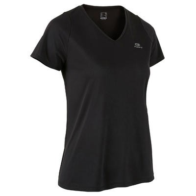 CAMISETA DE RUNNING RUN DRY PARA MUJER NEGRA KALENJI