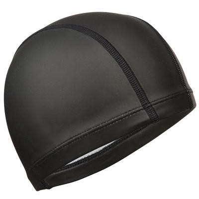 GORRO DE NATACIÓN DE PUNTO CON REVESTIMIENTO DE SILICÓN, NEGRO LISO NABAIJI