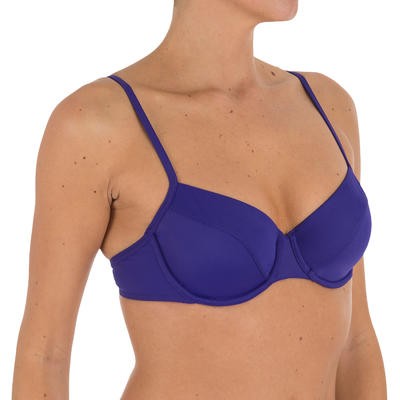Top de bikini dama forma balconet escotado con aros EFFY Azul indaco TRIBORD