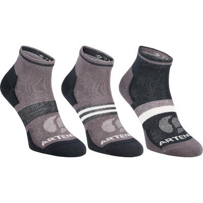 CALCETINES DE DEPORTE MEDIO TOBILLO ARTENGO RS 160 GRIS MIX PQT. DE 3 ARTENGO