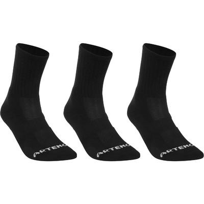 CALCETINES LARGOS DE DEPORTE ADULTO RS 500 NEGRO PAQUETE DE 3 PARES ARTENGO