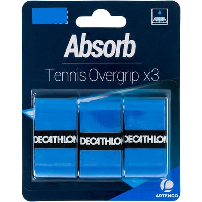 CUBREGRIP DE TENIS ABSORBENTE AZUL LOTE DE 3 ARTENGO